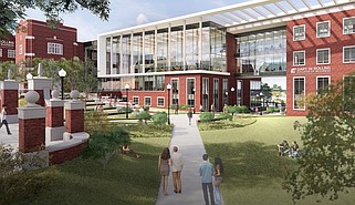 Contributed photo / Architectural renderings for the Gary W. Rollins College of Business Fletcher Hall expansion show how the new building will integrate into the existing University of Tennessee at Chattanooga campus.